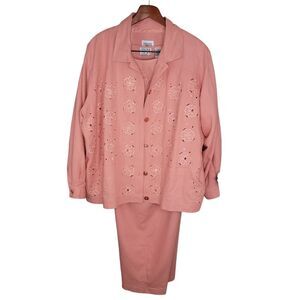 Cervelle Vintage 90s Silk 3 piece casual pants suit outfit size 2x